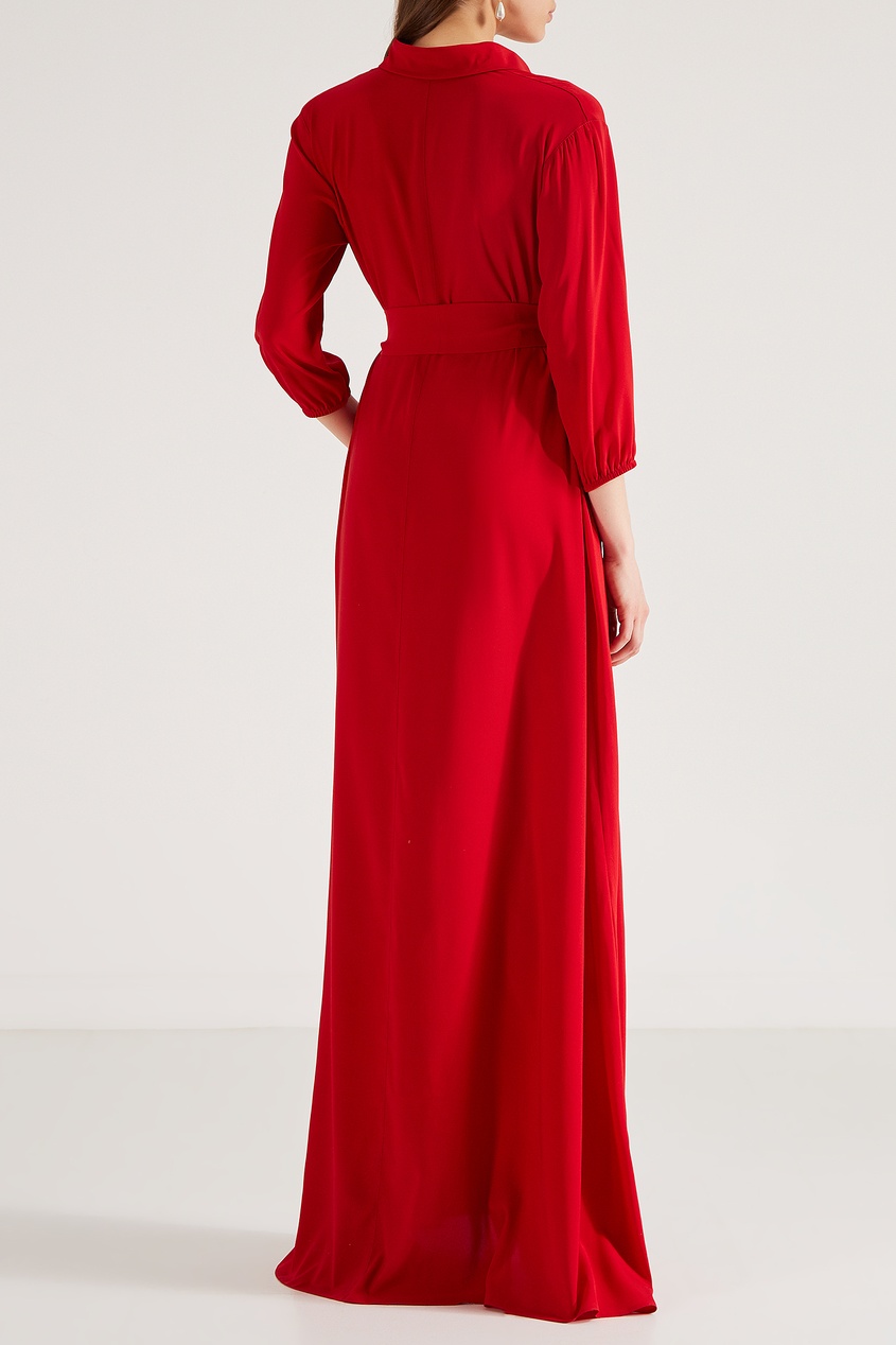 фото Красное платье-рубашка с поясом laroom