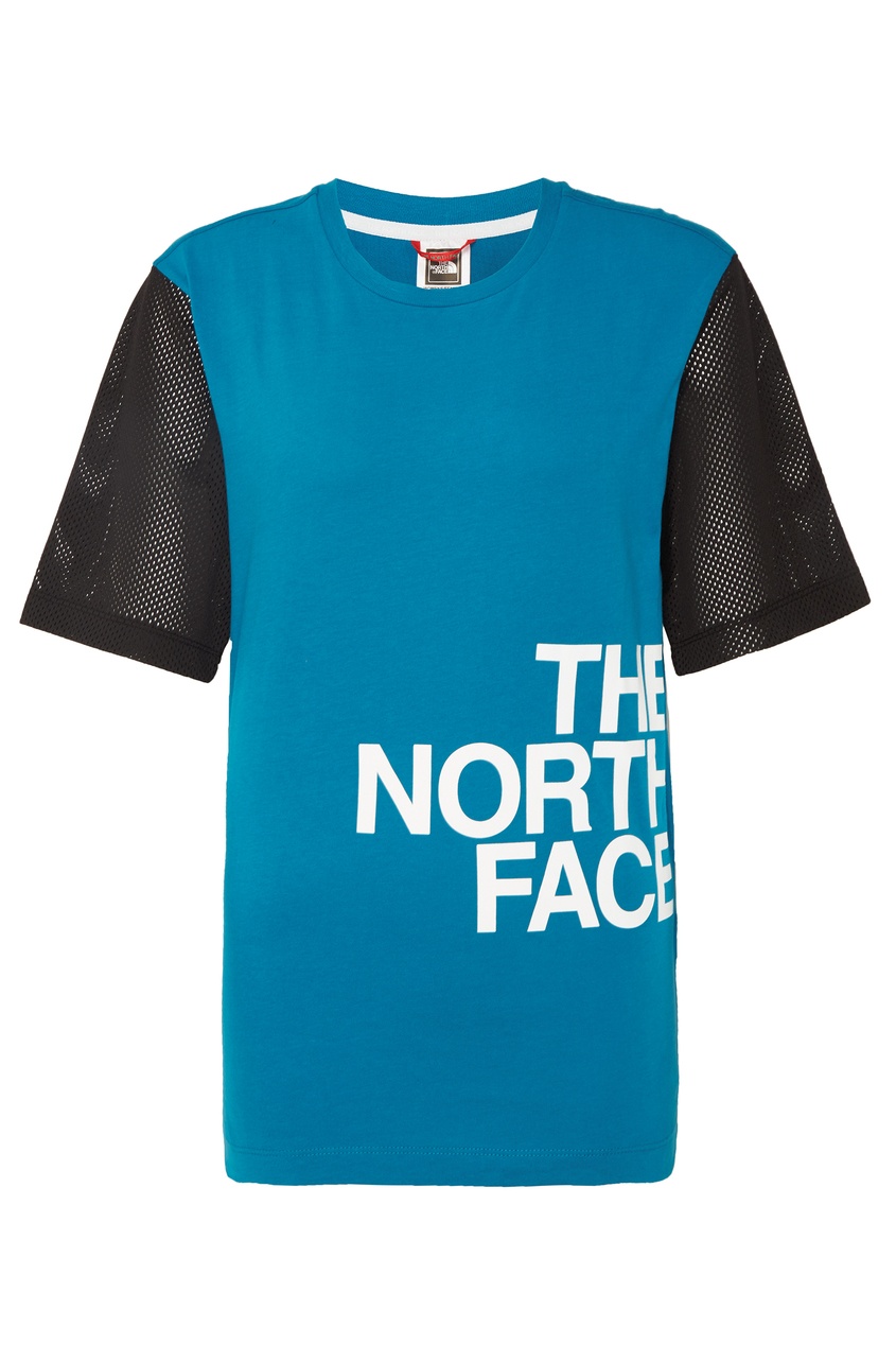 фото Футболка с логотипом и контрастными рукавами the north face