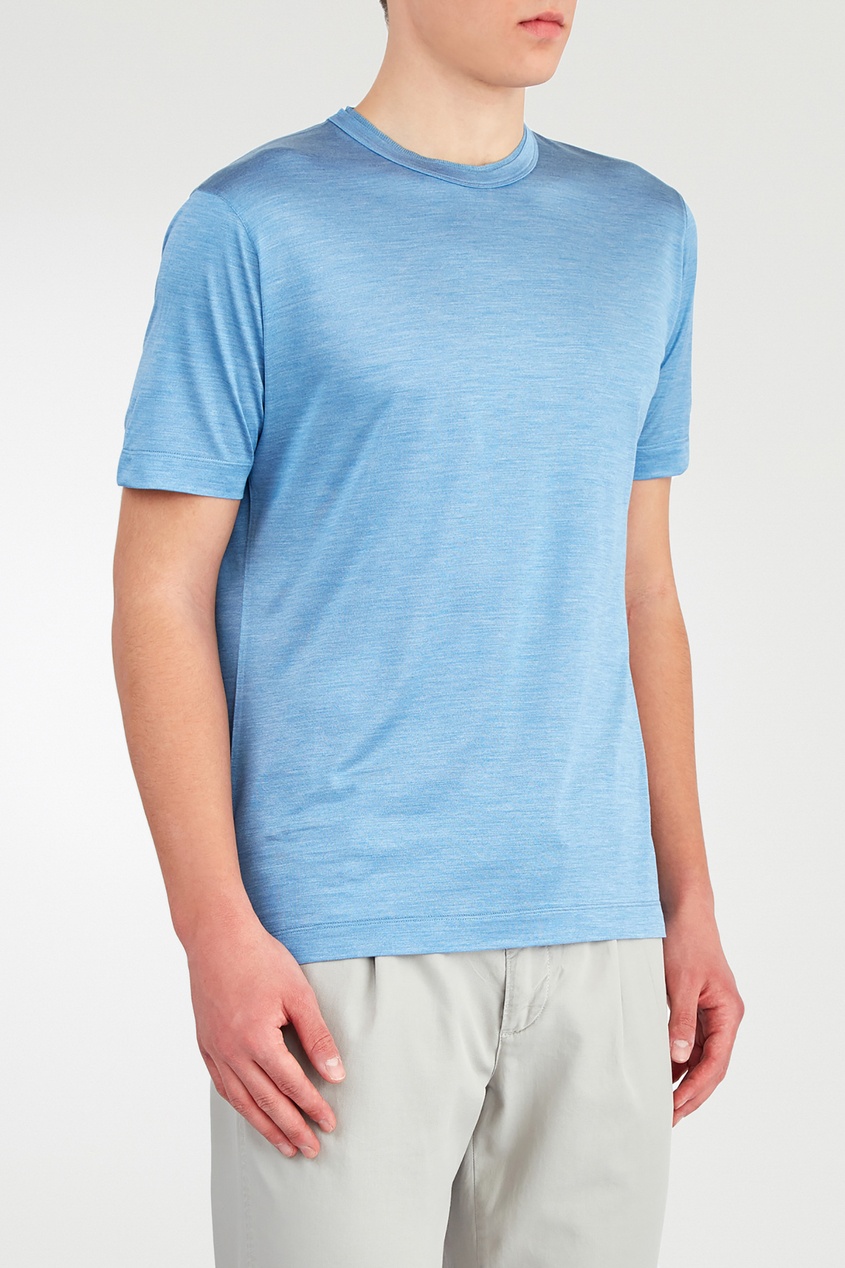 фото Голубая футболка из шелка cortigiani