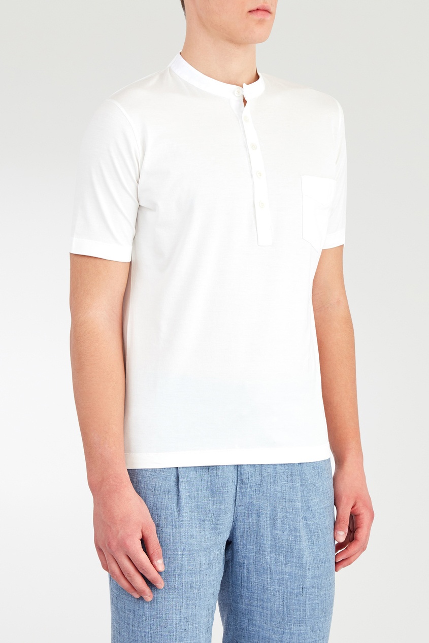 фото Белая футболка с застежкой cortigiani