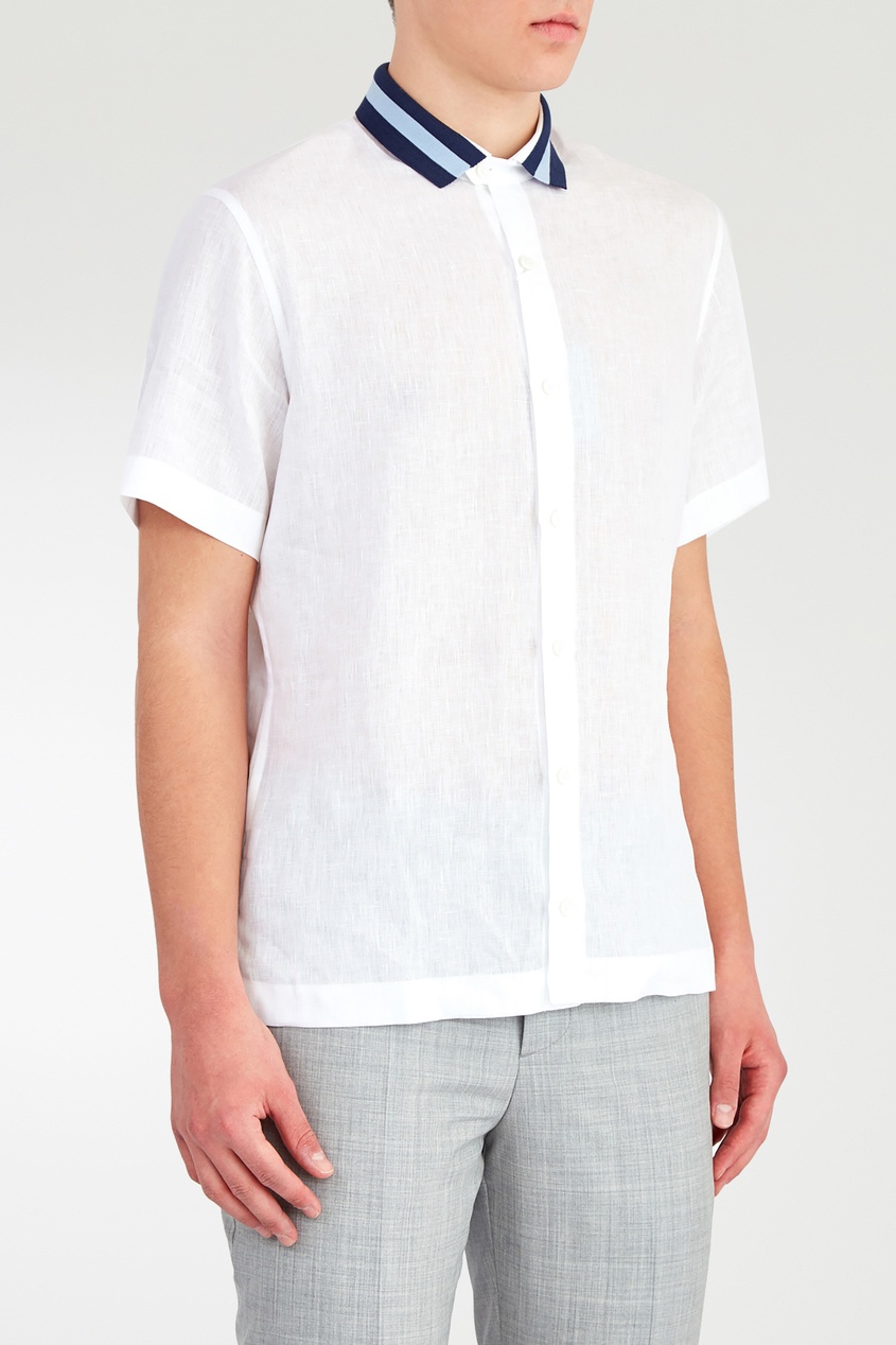 фото Белая рубашка с контрастным воротником cortigiani