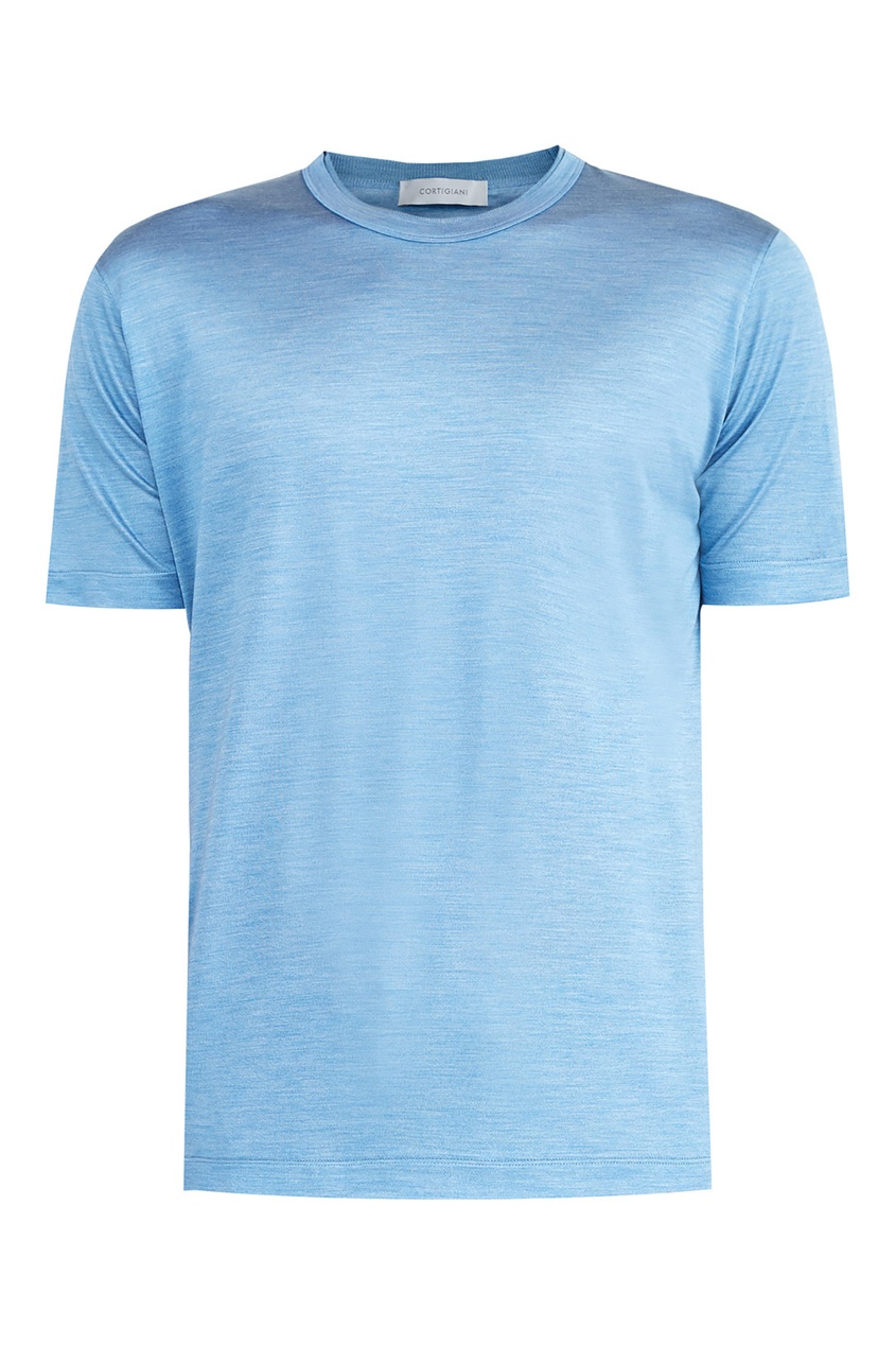 Голубая футболка из шелка от Cortigiani