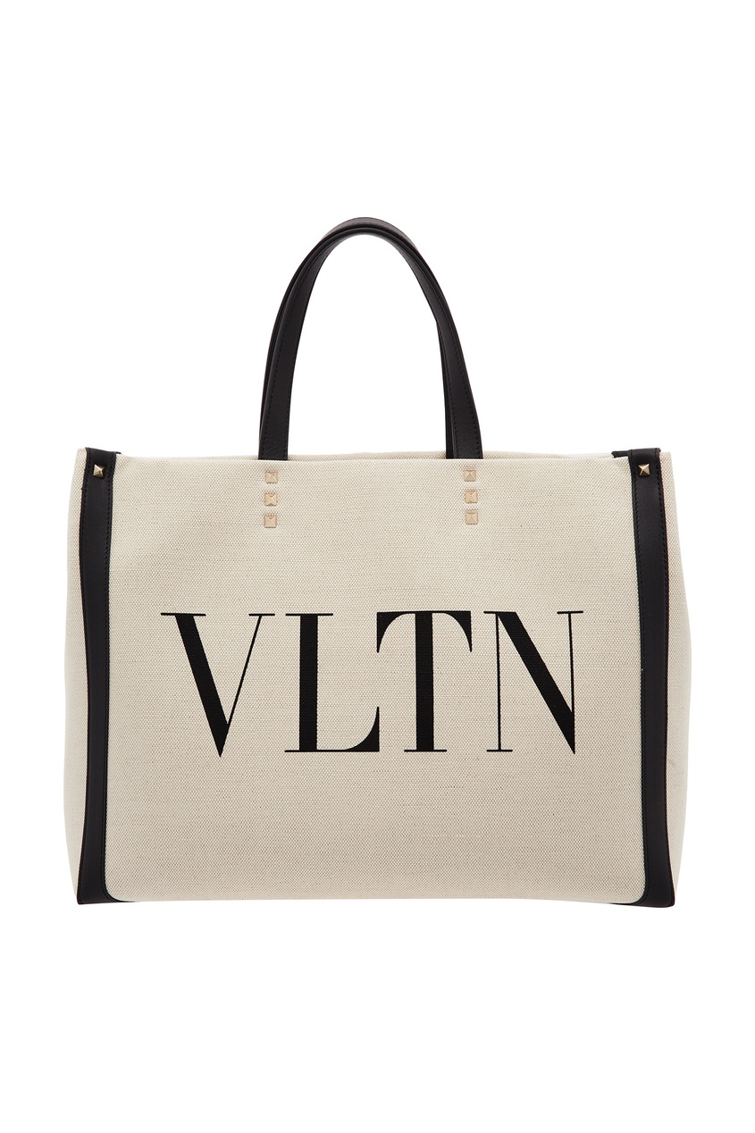 

Черно-белая сумка-тоут Valentino Garavani VLTN, Телесный
