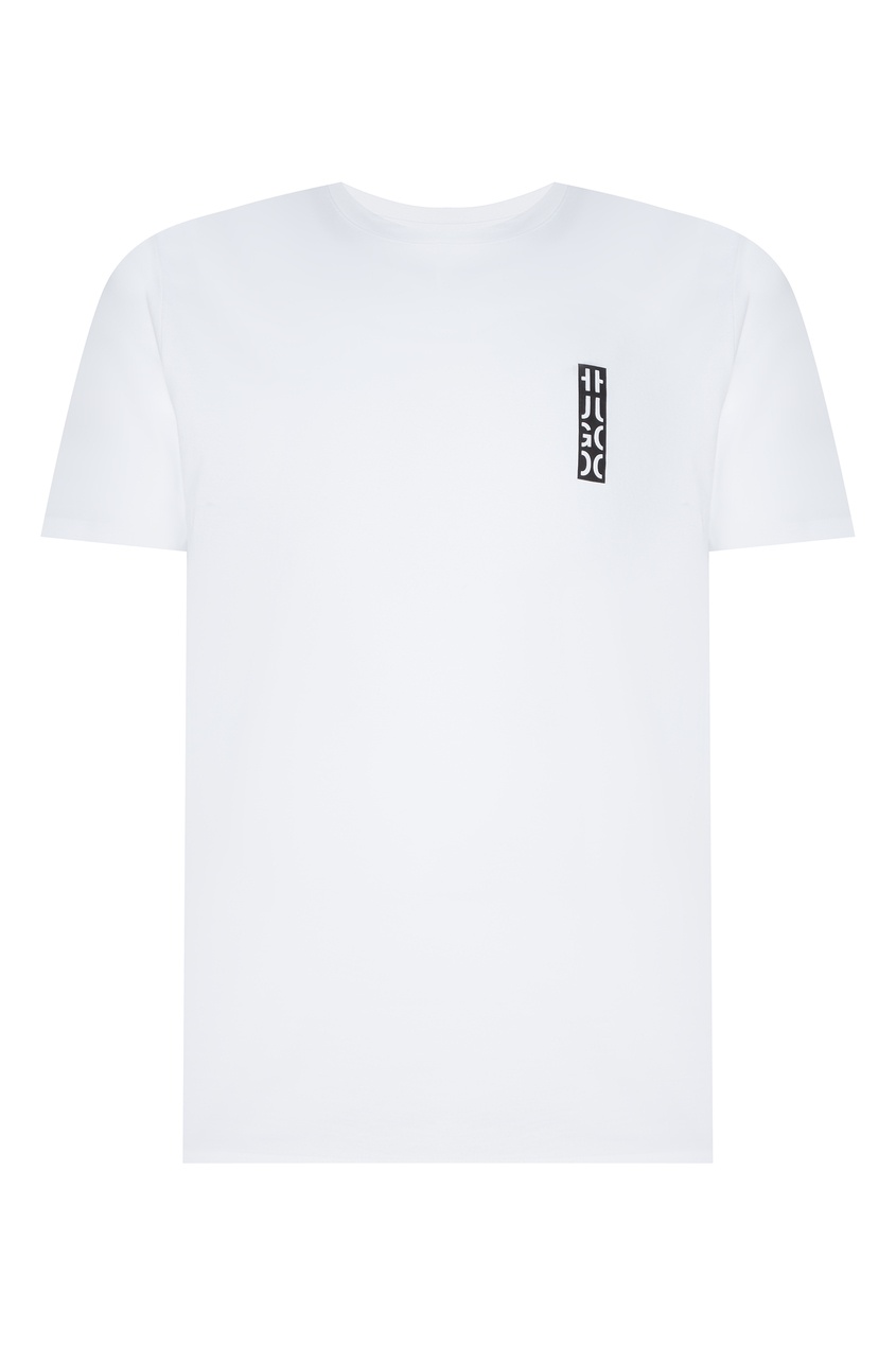 фото Белая футболка с контрастным логотипом hugo boss