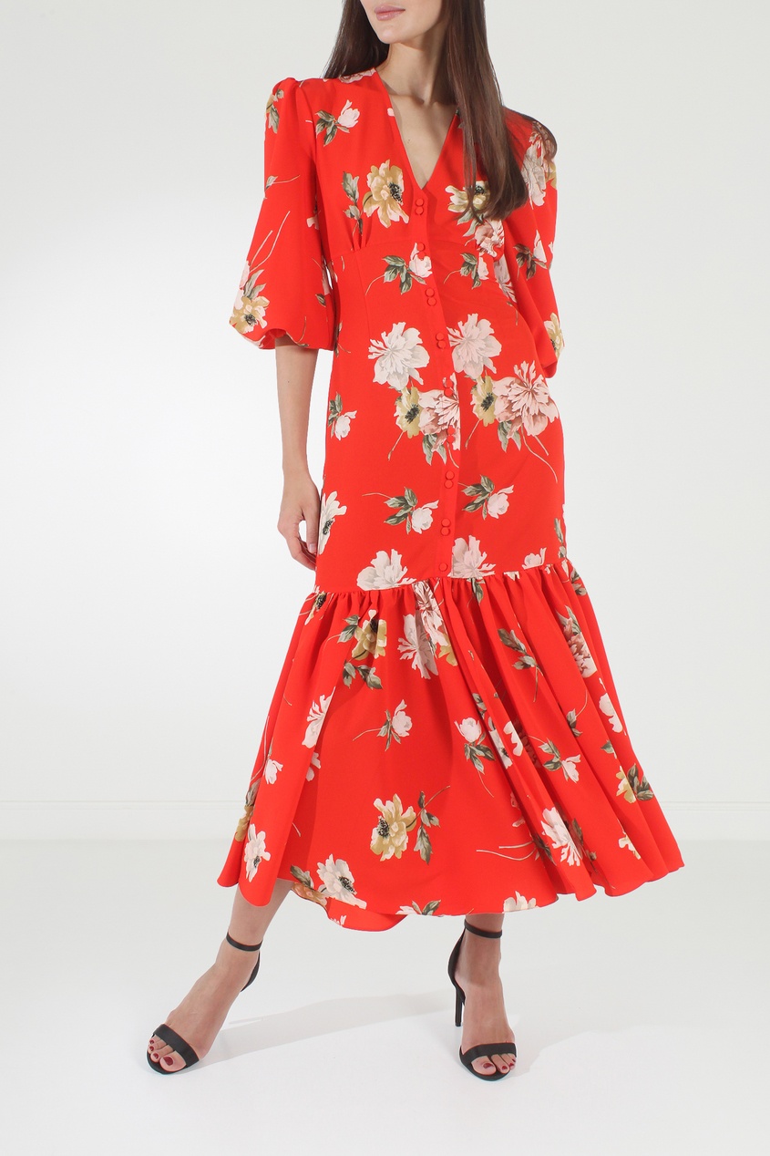 фото Ярко-красное платье Portofino с широкой оборкой Sorelle