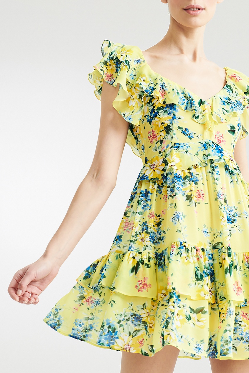фото Желтое платье мини с цветочным принтом I AM SELECTED I am studio