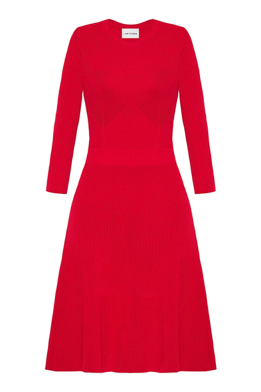 фото Красное трикотажное платье мини I am studio