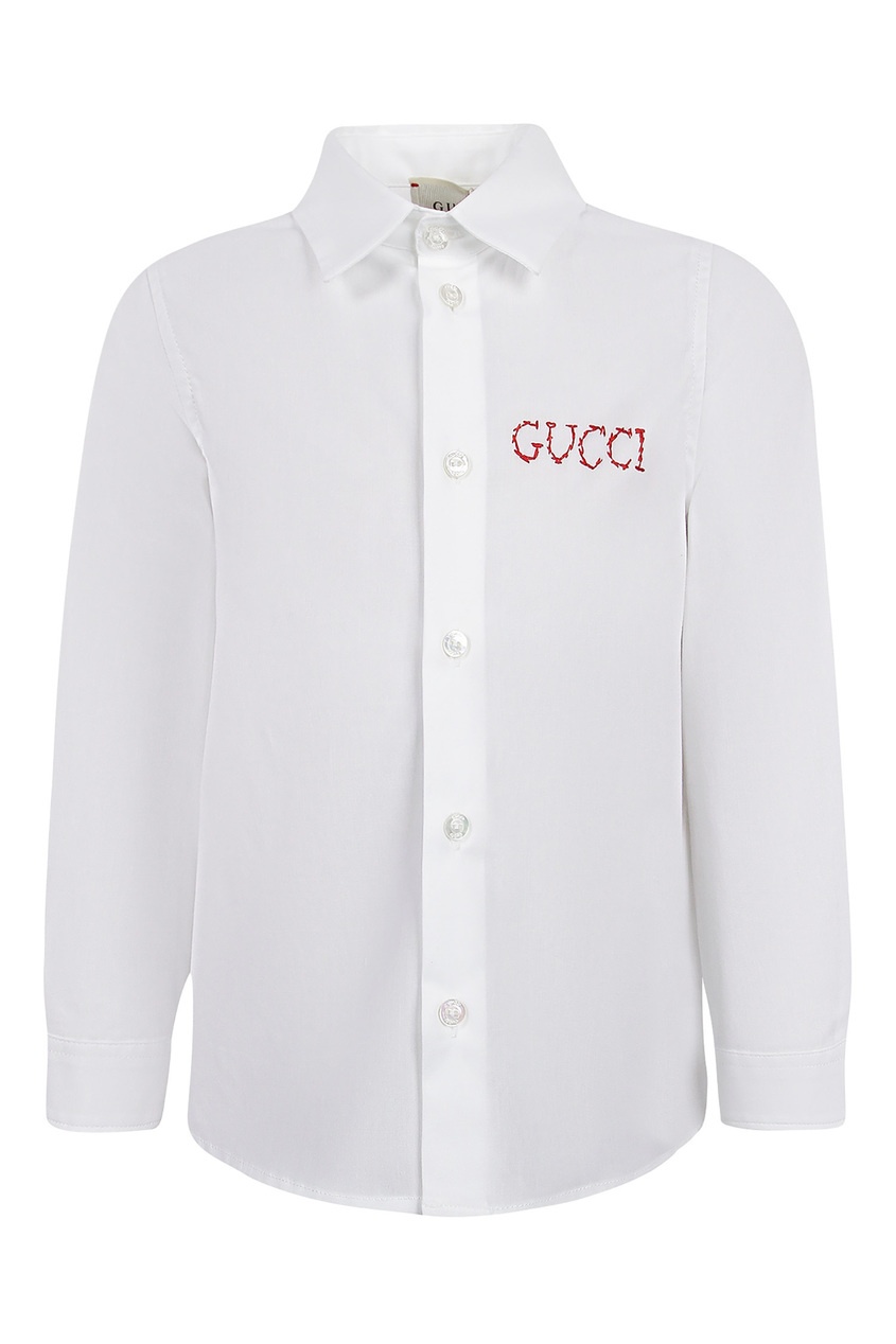 фото Белая рубашка с логотипом gucci