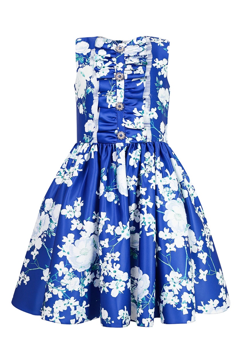 фото Синее платье с цветочным принтом david charles