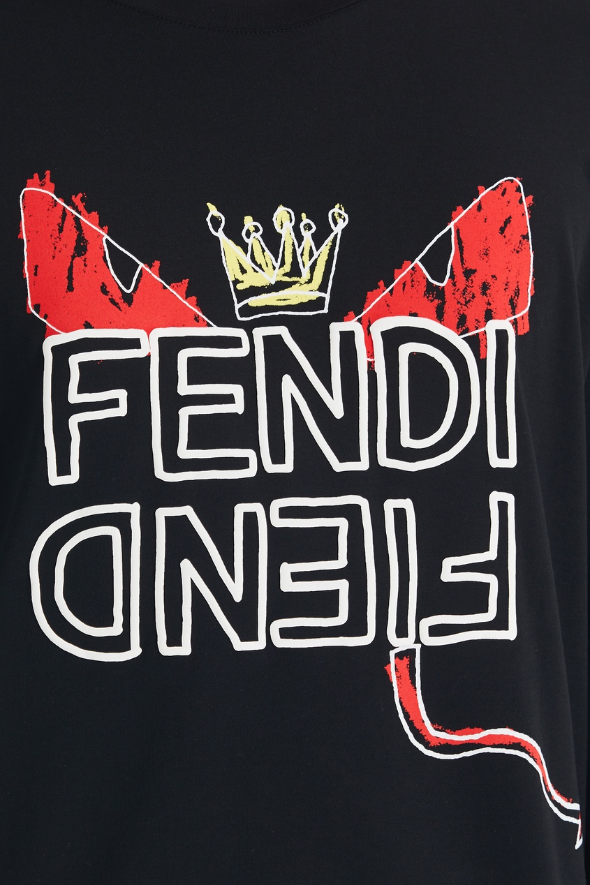 фото Черный лонгслив с принтом Fendi