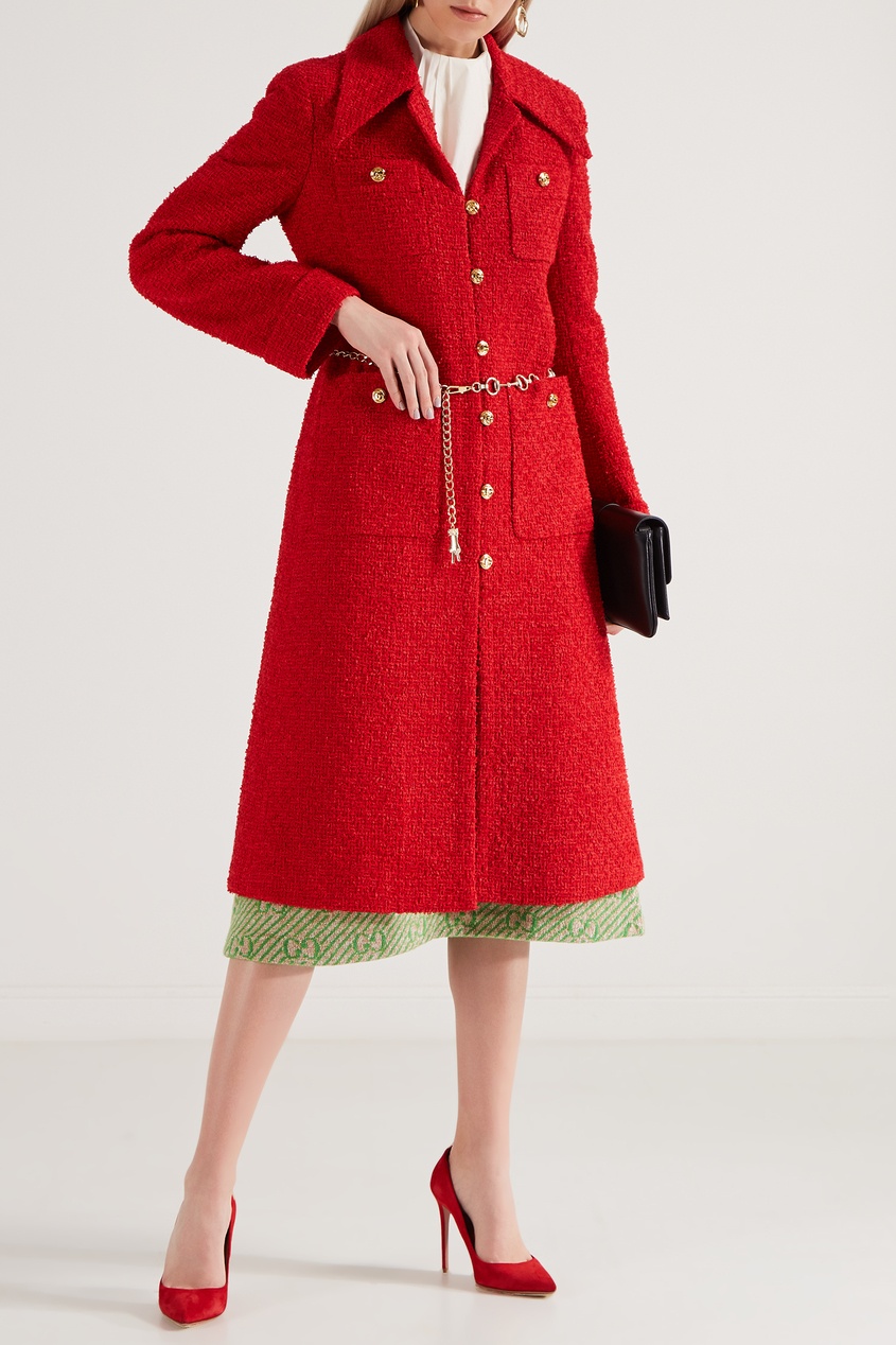 фото Красное фактурное пальто Gucci