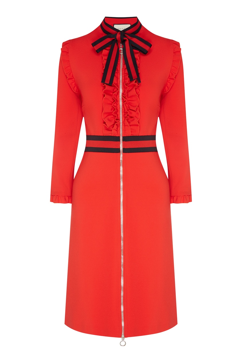 фото Красное платье на молнии Gucci