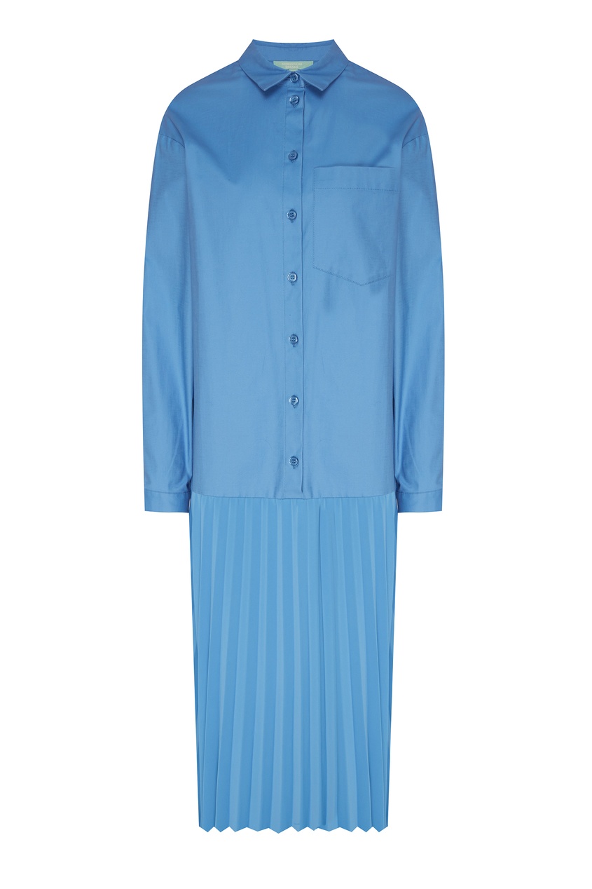 фото Голубое платье-рубашка с плиссировкой akhmadullina dreams