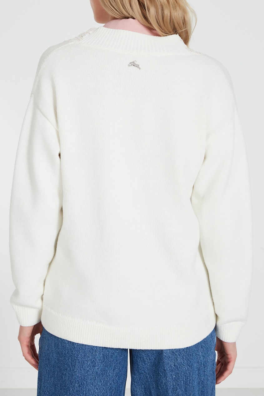 фото Белый пуловер с кружевной отделкой akhmadullina dreams
