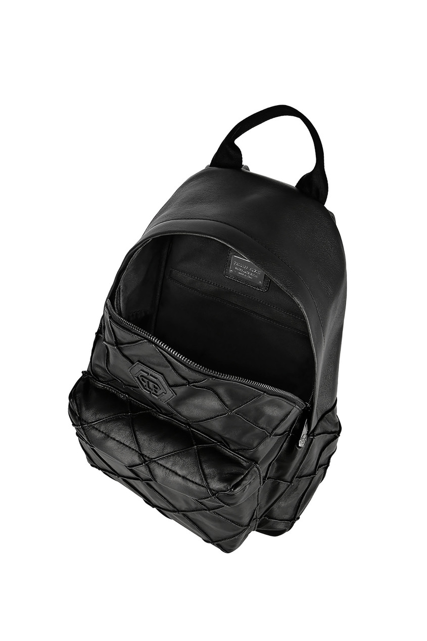 фото Черный рюкзак с фактурной отделкой Philipp plein