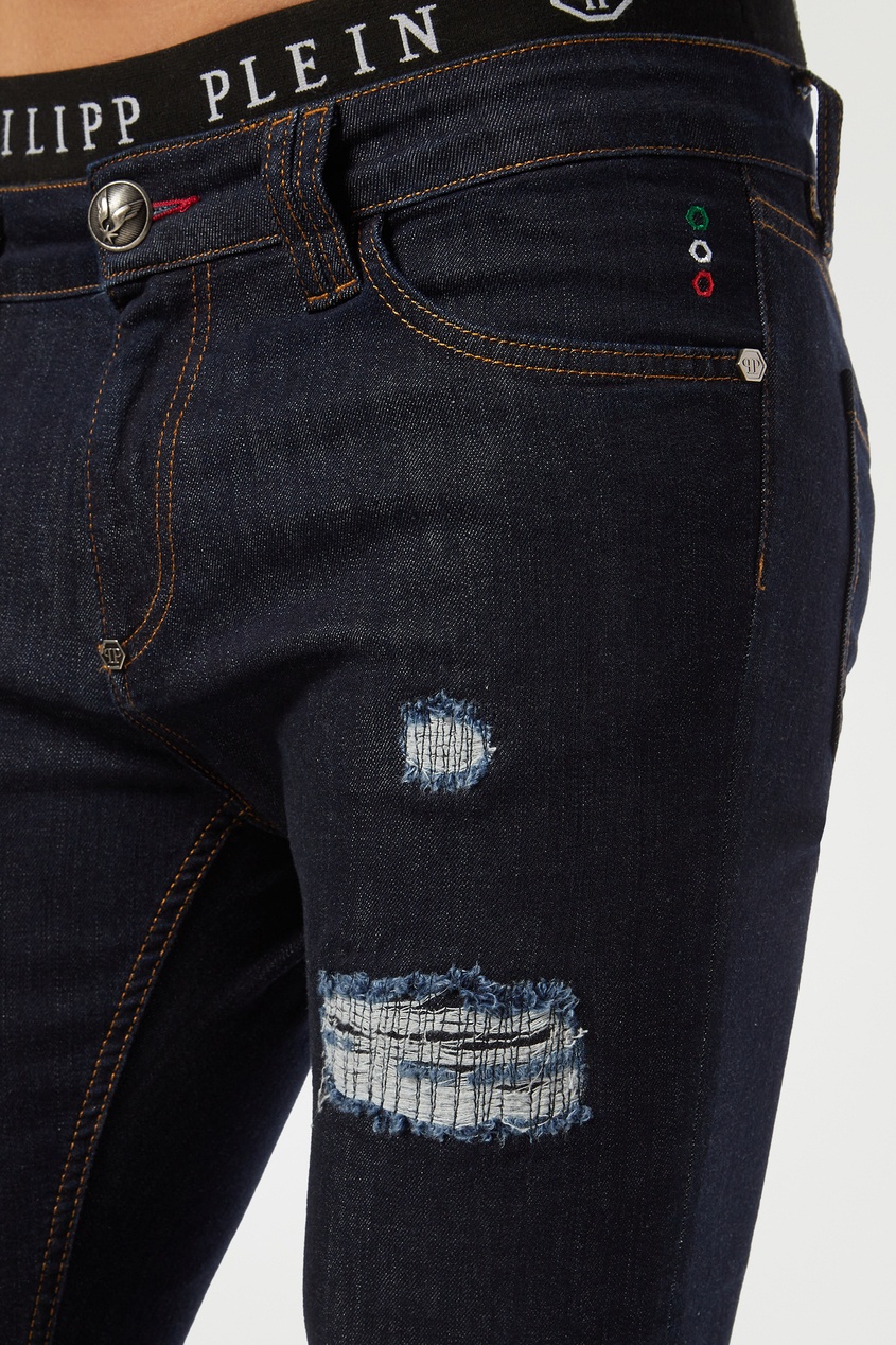 фото Темно-синие джинсы с прорезями Philipp plein