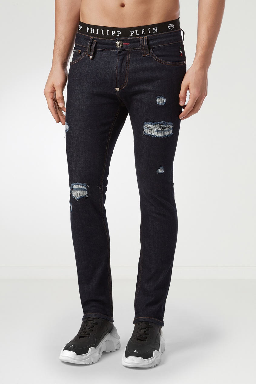фото Темно-синие джинсы с прорезями Philipp plein