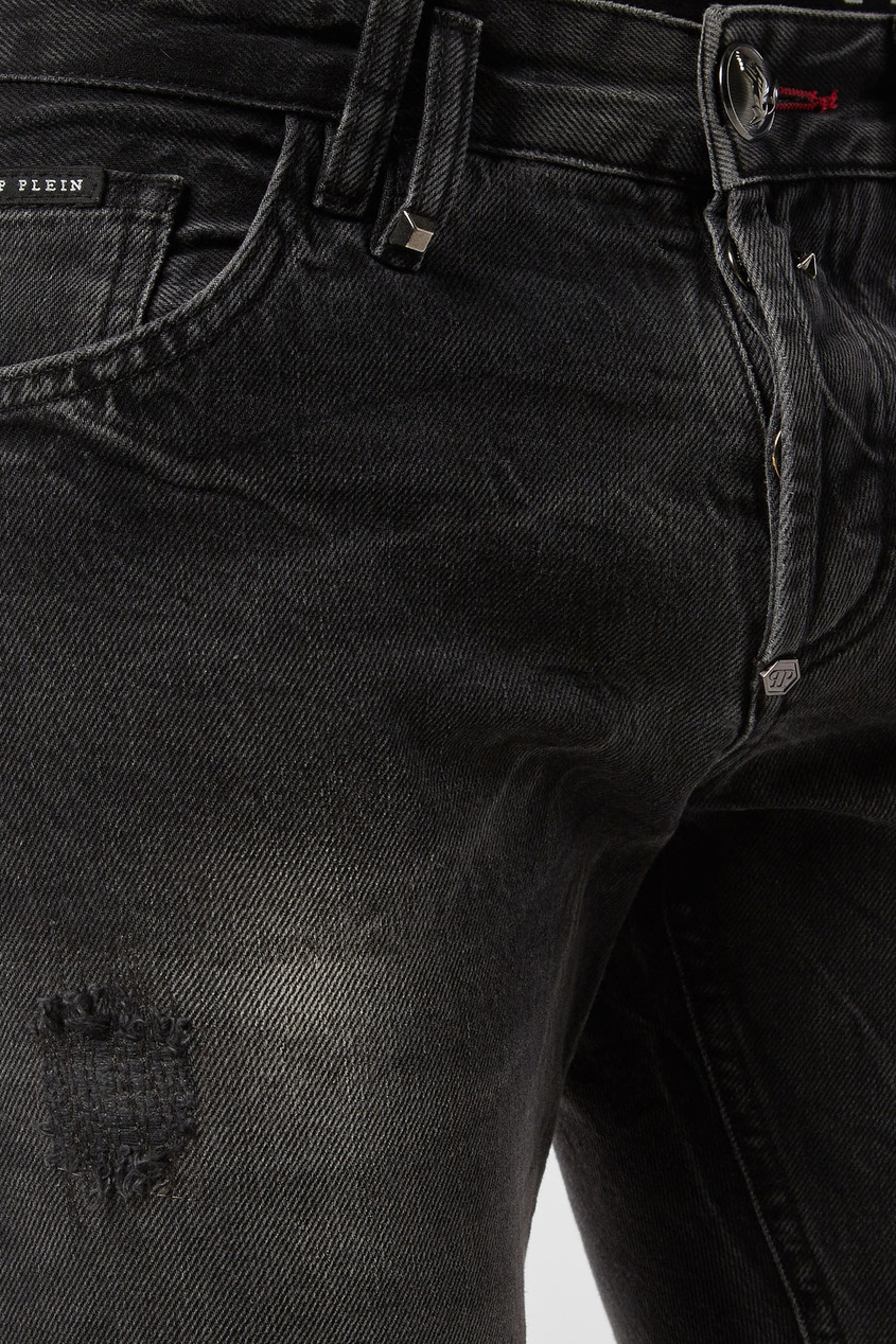фото Черные джинсы с потертым эффектом Philipp plein