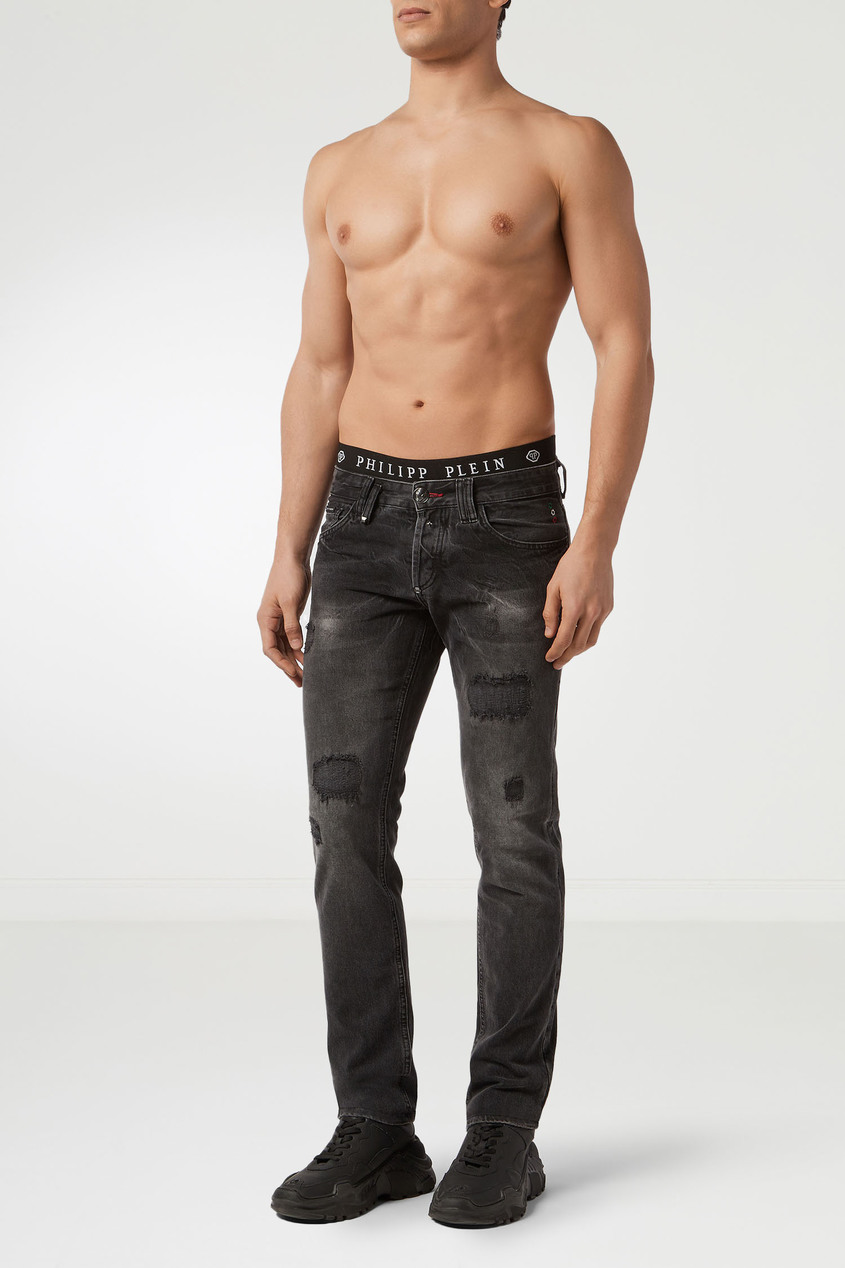 фото Черные джинсы с потертым эффектом Philipp plein