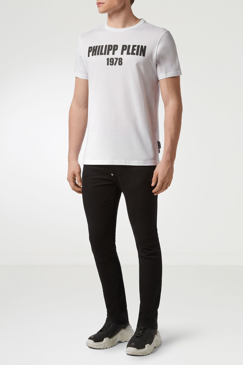 фото Белая футболка с контрастным логотипом Philipp plein