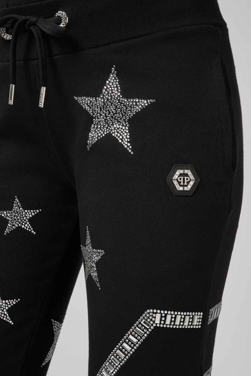 фото Черные брюки с кристаллами philipp plein