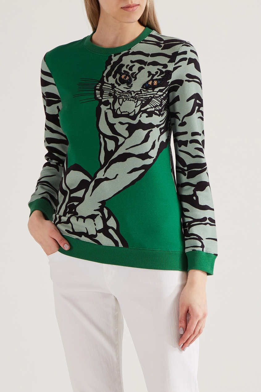 фото Зеленый свитшот с тигром valentino