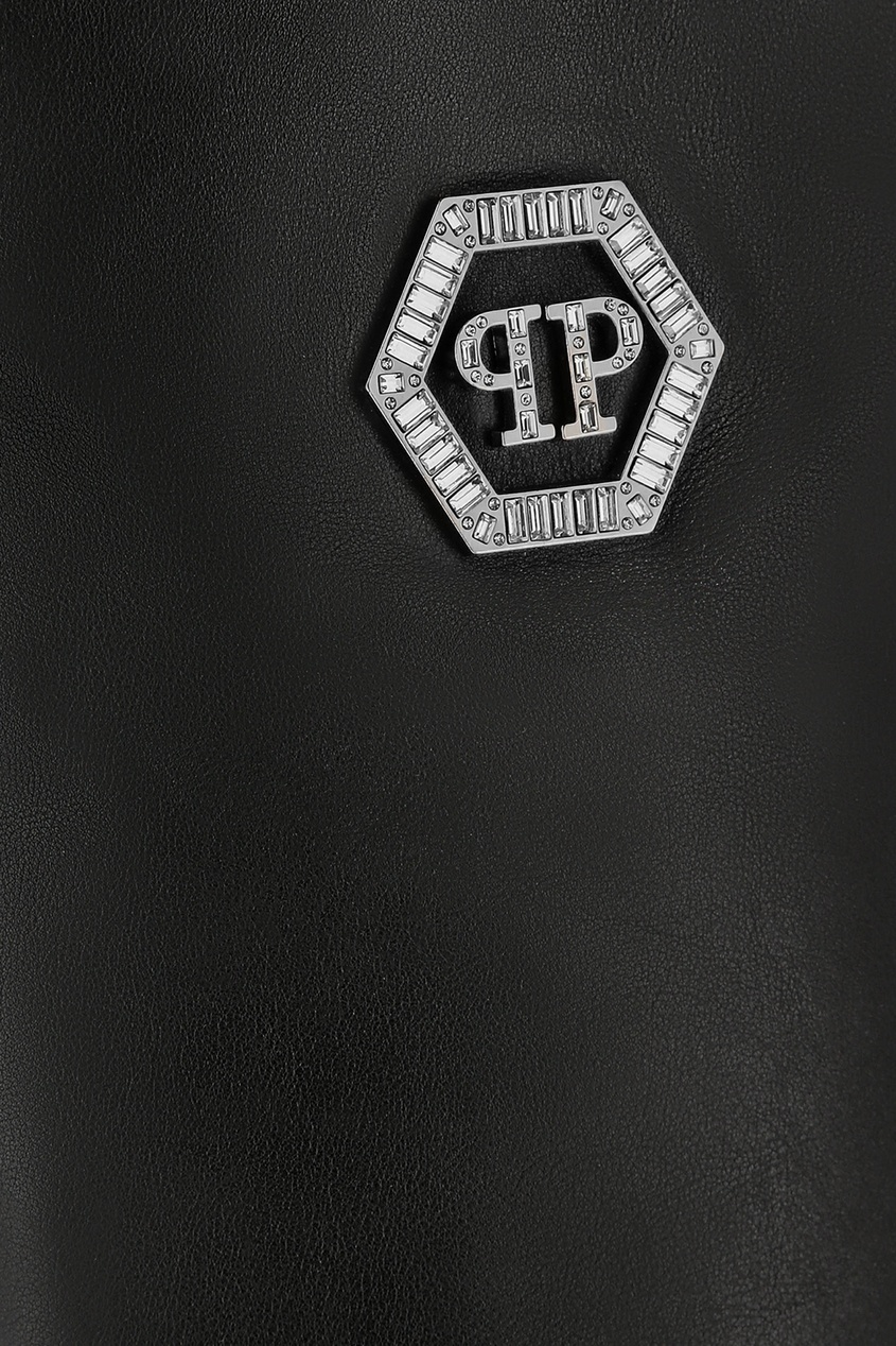 фото Черные сапоги с логотипом Philipp plein