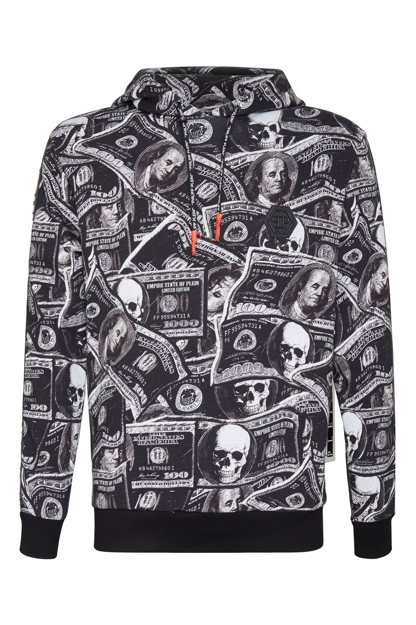 

Худи со сплошным принтом, Черно-белый