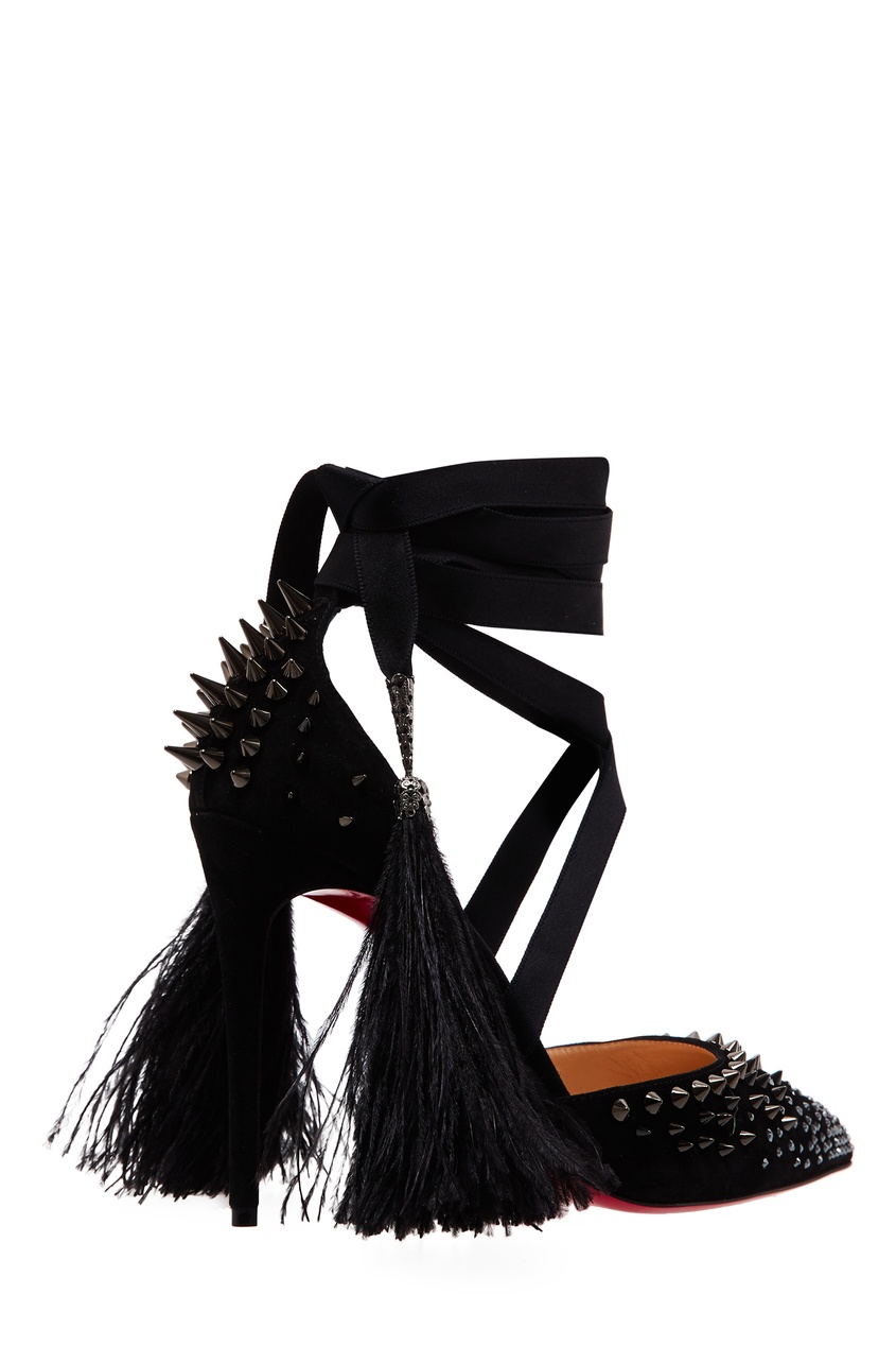 фото Туфли с перьями и шипами Black Fairy 100 Christian louboutin