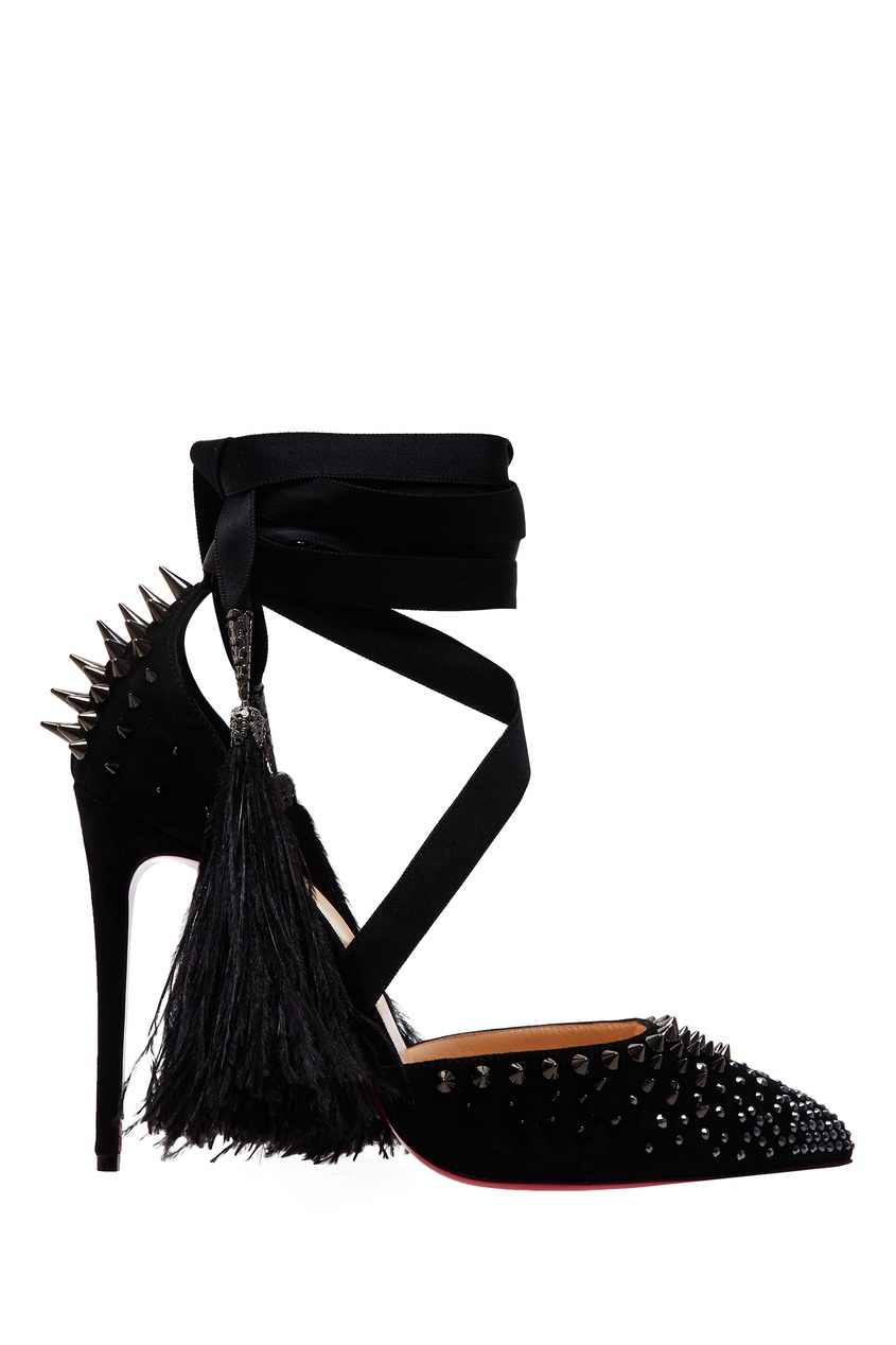 фото Туфли с перьями и шипами Black Fairy 100 Christian louboutin