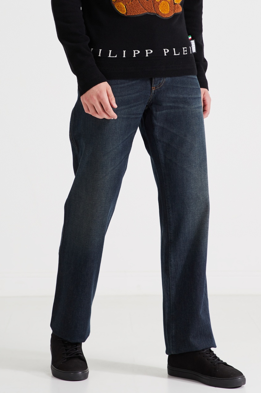фото Темно-синие джинсы с контрастным кантом billionaire