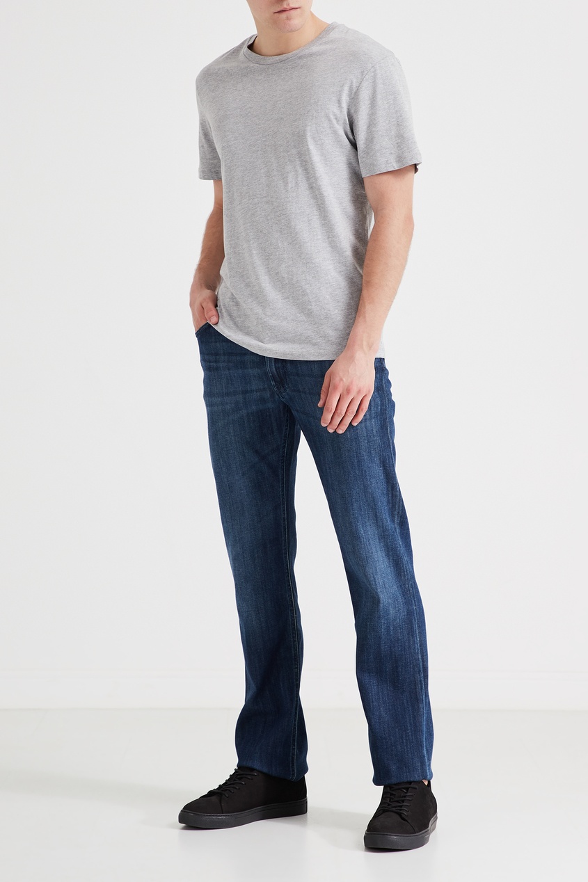 фото Синие джинсы с эффектом потертости stefano ricci