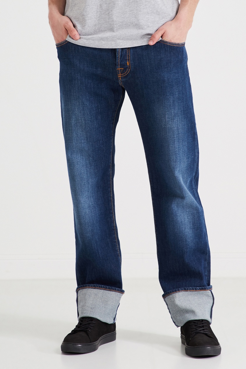 фото Темно-синие джинсы с контрастной отстрочкой jacob cohen