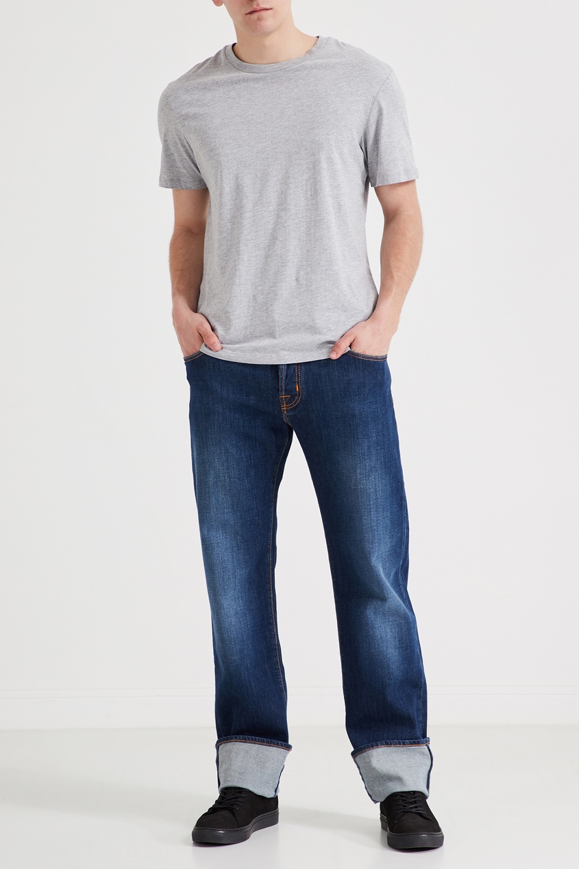 фото Темно-синие джинсы с контрастной отстрочкой jacob cohen