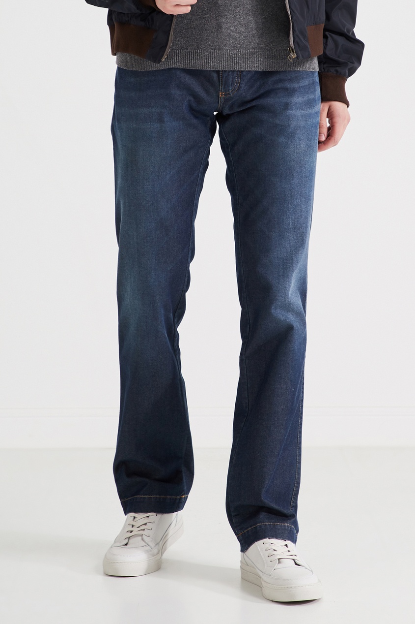 фото Темно-синие джинсы из хлопка и шелка billionaire