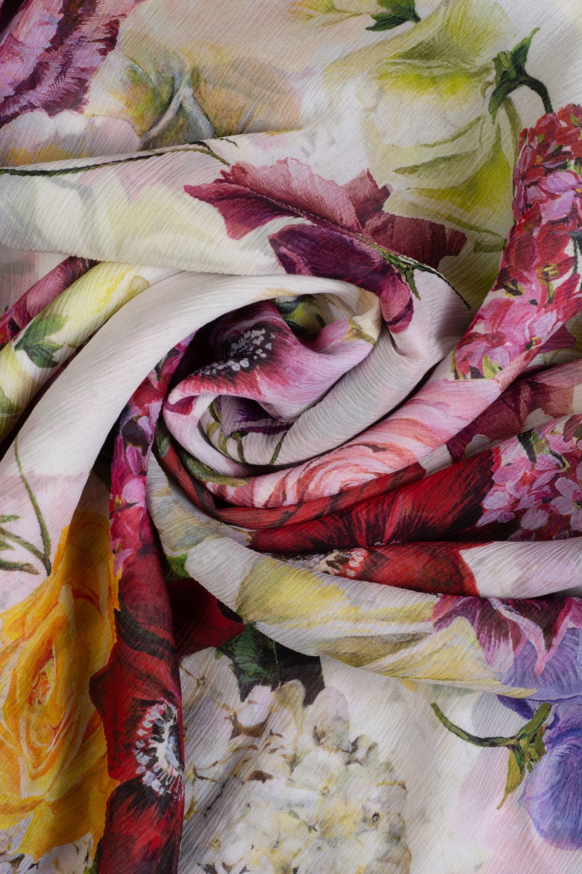 фото Шелковый платок с цветочным принтом dolce&gabbana