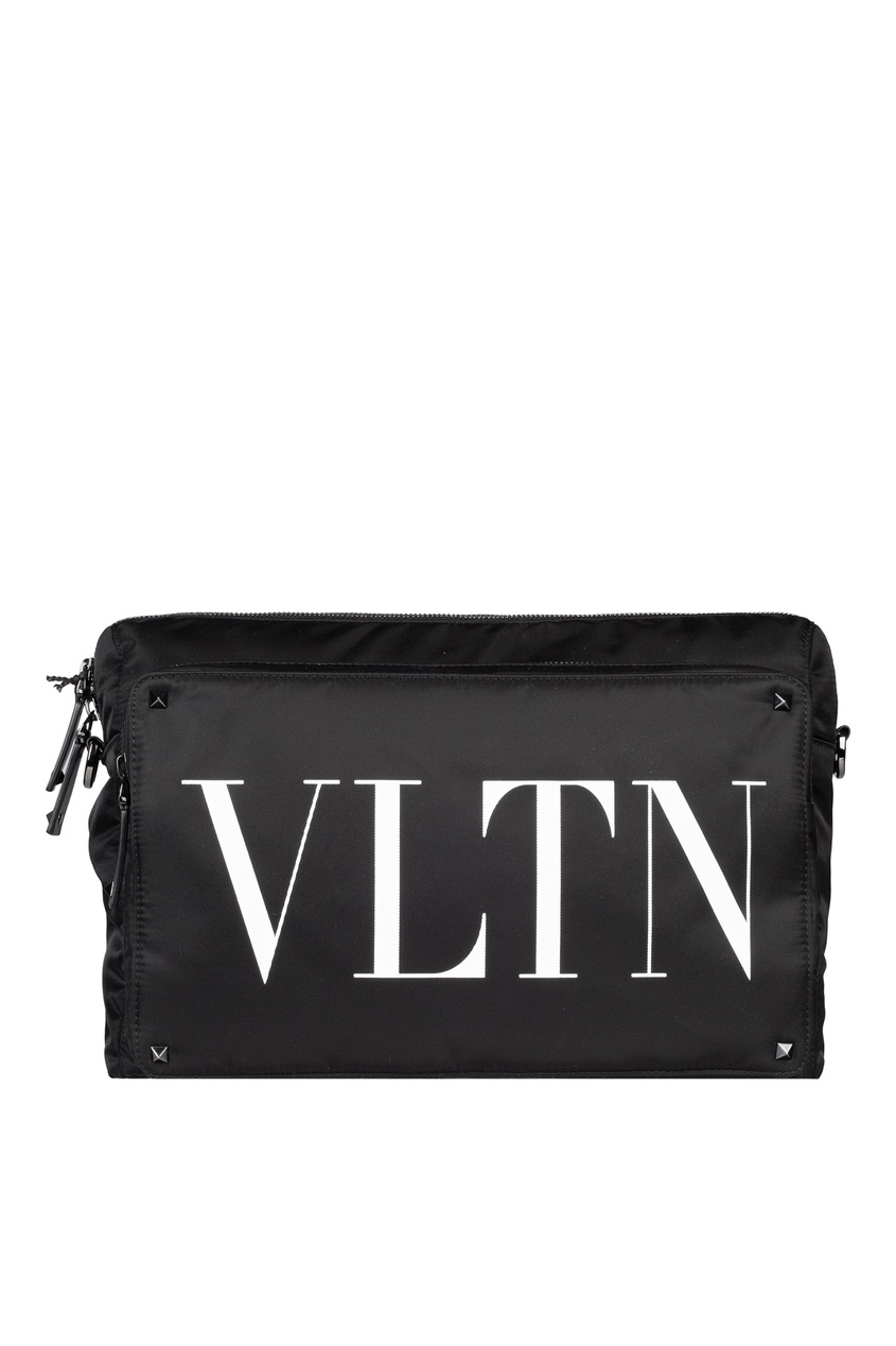 фото Черная сумка с контрастным логотипом Valentino