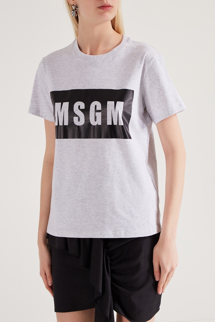 фото Меланжевая футболка с фактурным принтом msgm