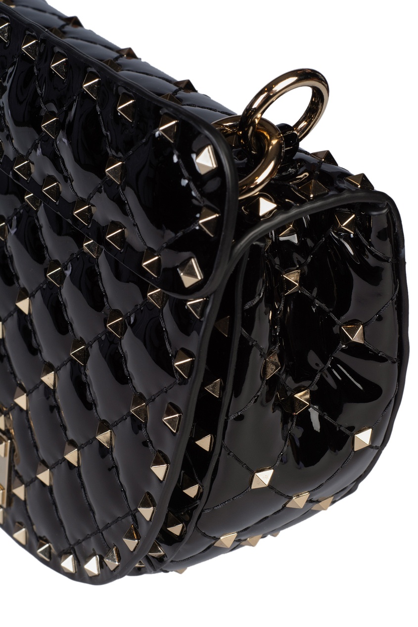 

Черная лакированная сумка Rockstud Spike, Черный, Черная лакированная сумка Rockstud Spike