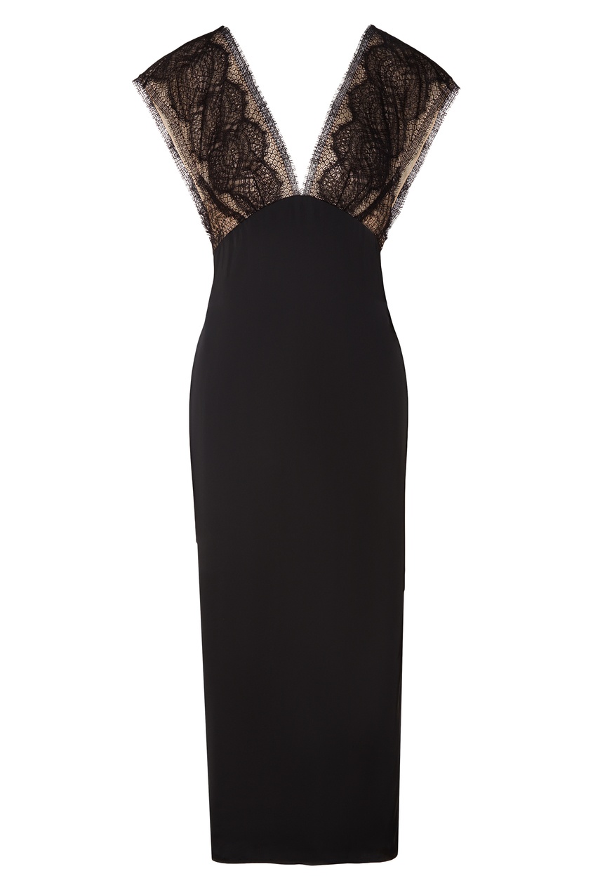 фото Черное облегающее платье с кружевом victoria beckham