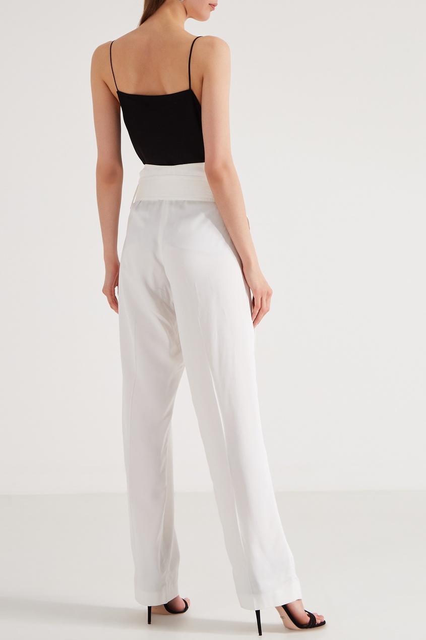 фото Широкие белые брюки с поясом victoria beckham