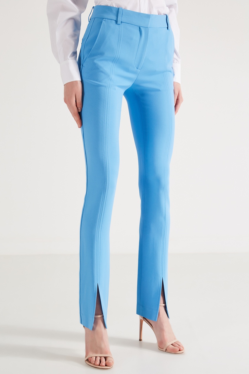 фото Узкие голубые брюки с разрезами victoria beckham