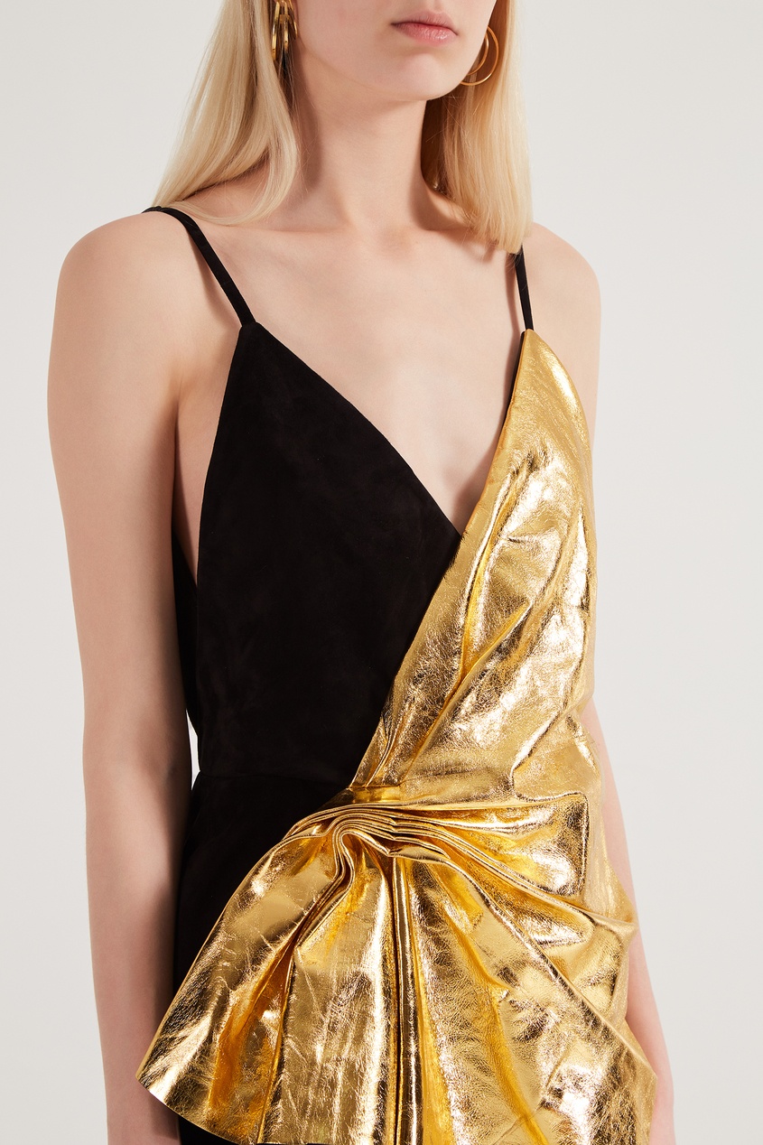 фото Платье из замши и металлизированной кожи Gucci