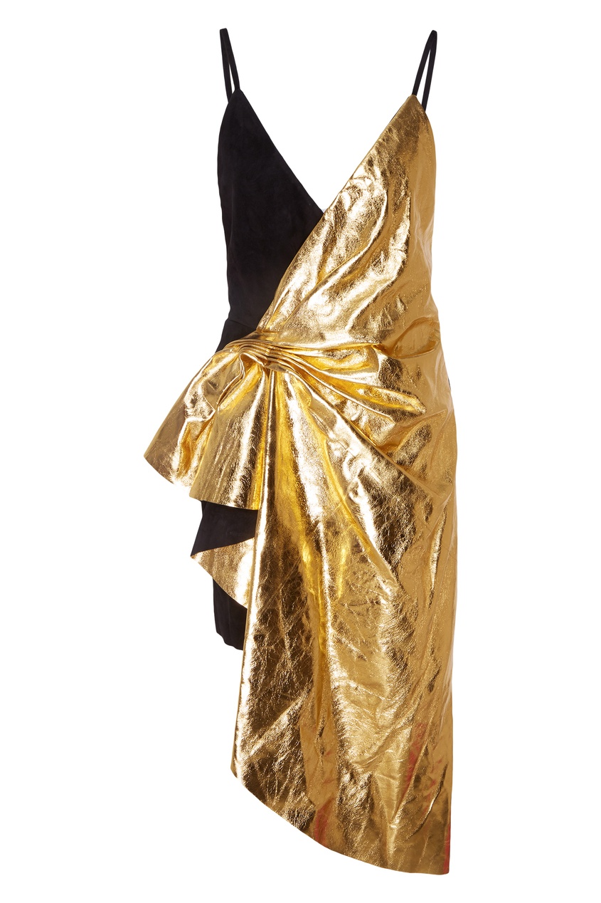 фото Платье из замши и металлизированной кожи gucci