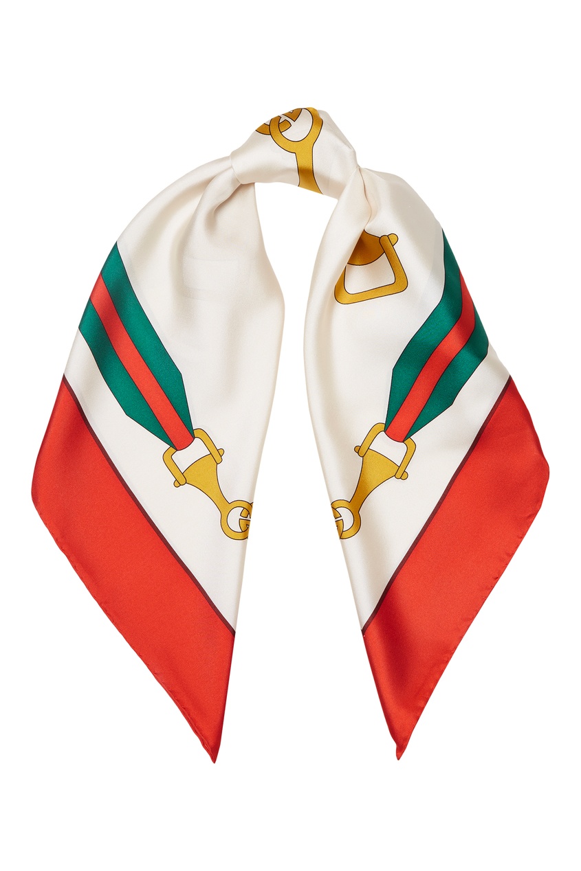 фото Шелковый платок с символикой бренда Gucci