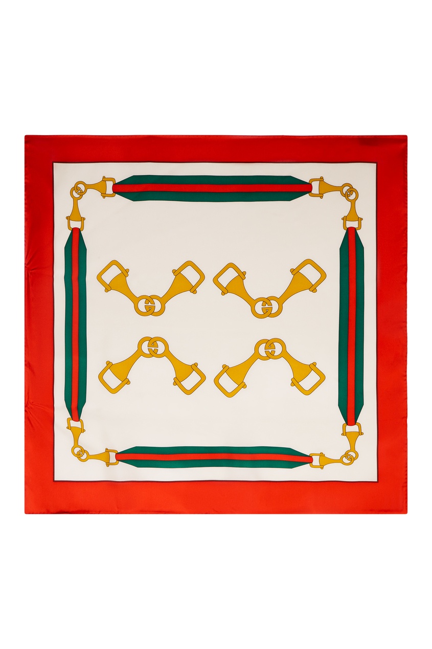 фото Шелковый платок с символикой бренда gucci