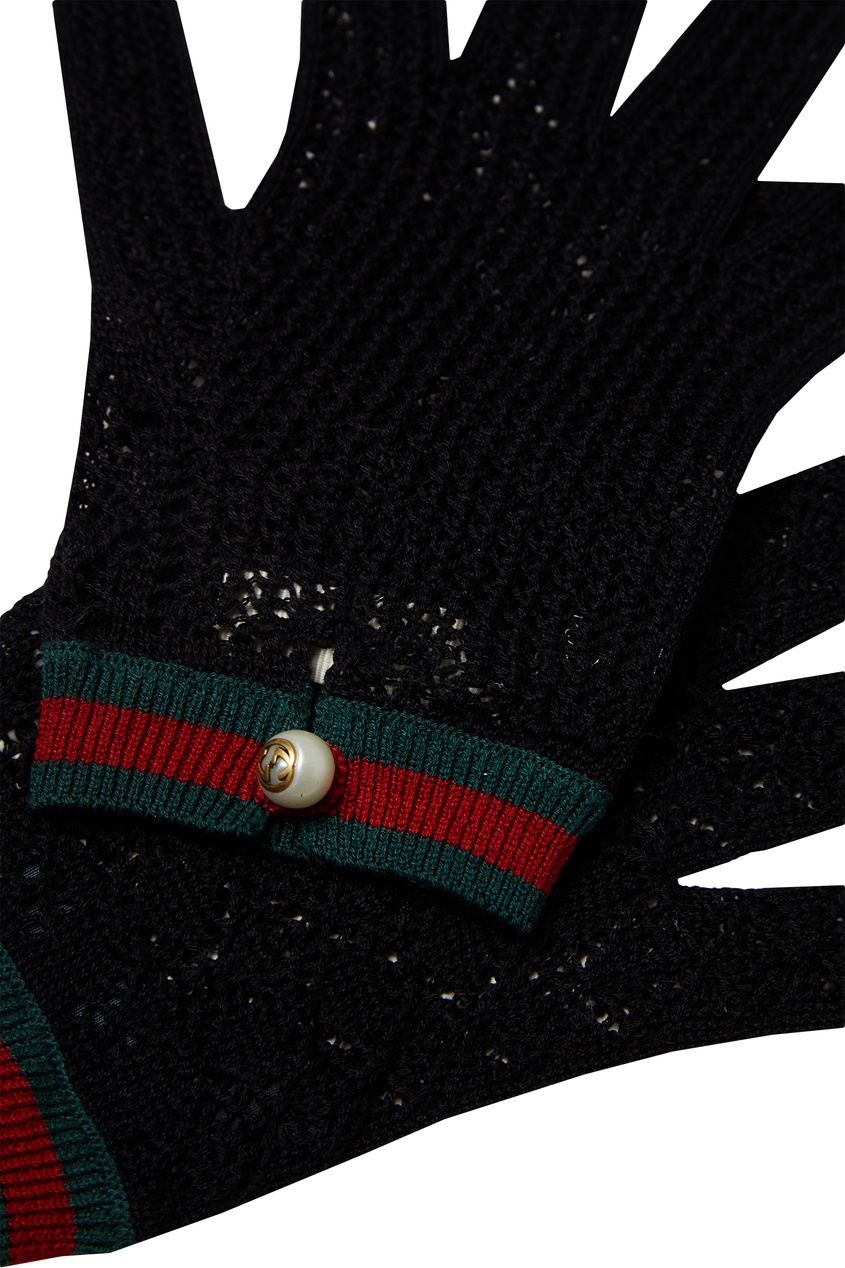 фото Вязаные перчатки с отделкой Web Gucci