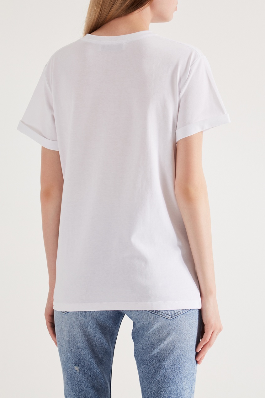 фото Белая футболка с ярким принтом victoria bonya jeans