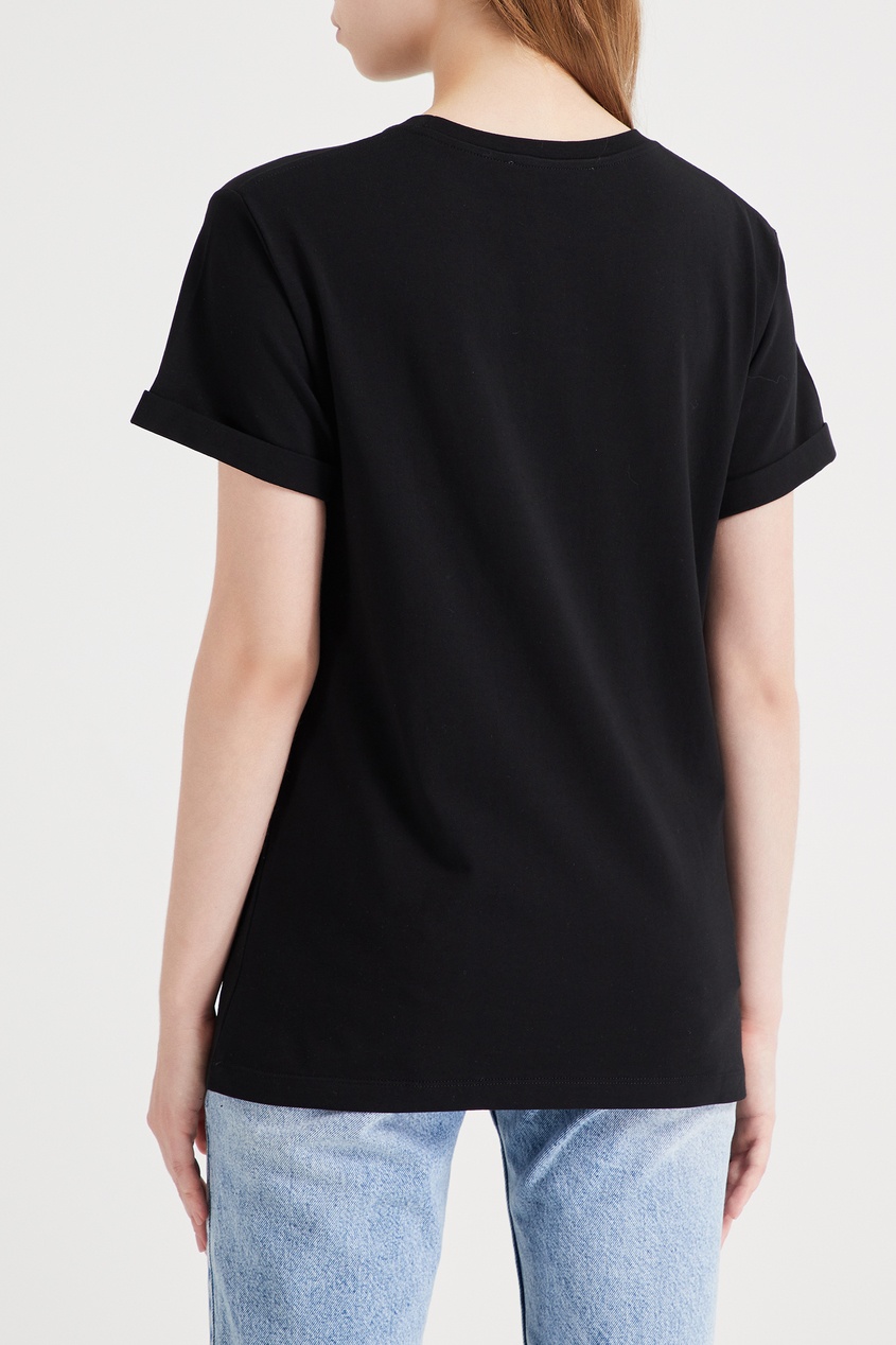 фото Черная футболка с контрастной надписью victoria bonya jeans