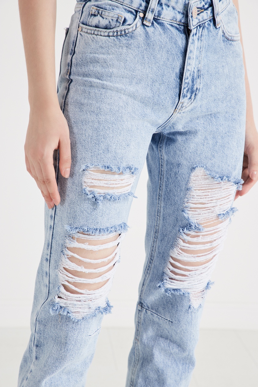 фото «вареные» джинсы с прорезями victoria bonya jeans